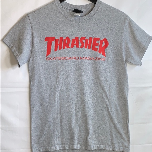 grey and red thrasher shirt
